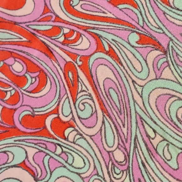 Unique Vintage 70s Psychedelia Print Red Pink and Blue Umbrella - Picture 2 of 12